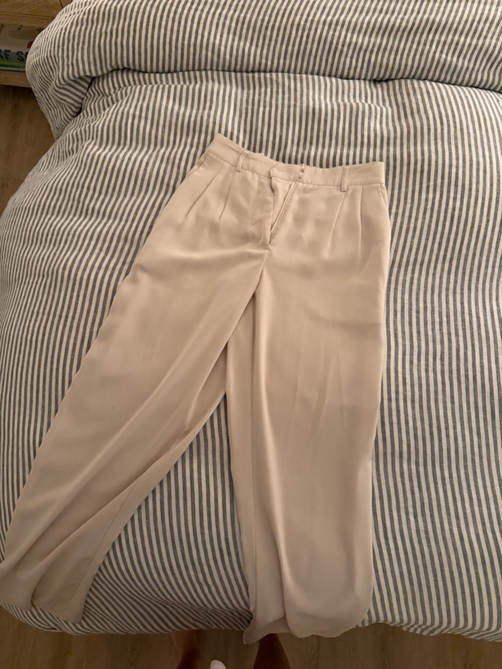 Z Supply Soft Beige High-Rise Pleated Trousers